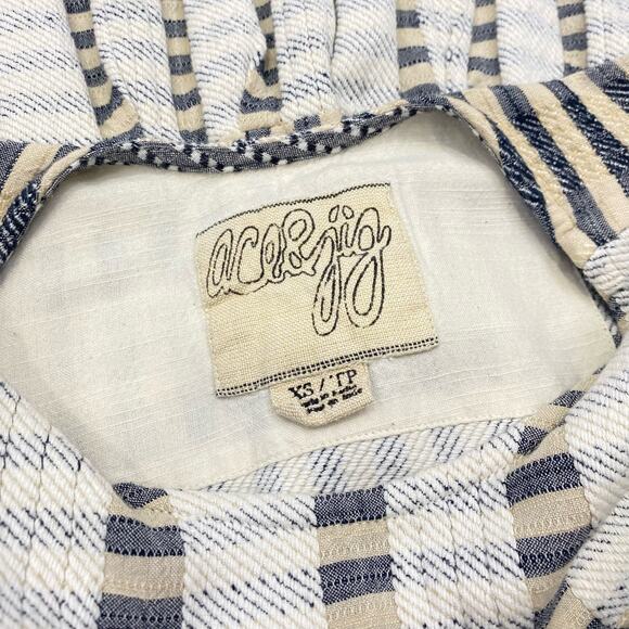 Ace & Jig Women's Paz Dress Chester Brown Sz XS Short Sleeve Fall Neutral Preppy - Picture 5 of 9